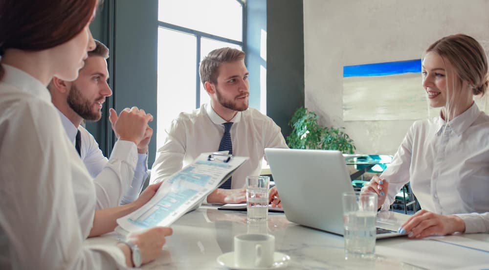 Group business partners discussing ideas